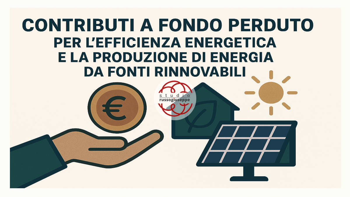 CONTRIBUTI A FONDO PERDUTO PER L'EFFICIENZA ENERGETICA E LA PRODUZIONE DI ENERGIA DA FONTI RINNOVABILI studiorussogiuseppe